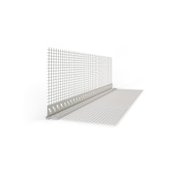 Corniere entoilee PVC avec repère d'épaisseur - épaisseur d'enduit 3 mm